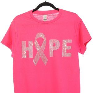 High Quality Cancer Awareness Hope Rhinestone Bling Bling Short Sleeve T-shirt